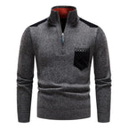 Weston Men's Suede Trim Quarter Zip Sweater