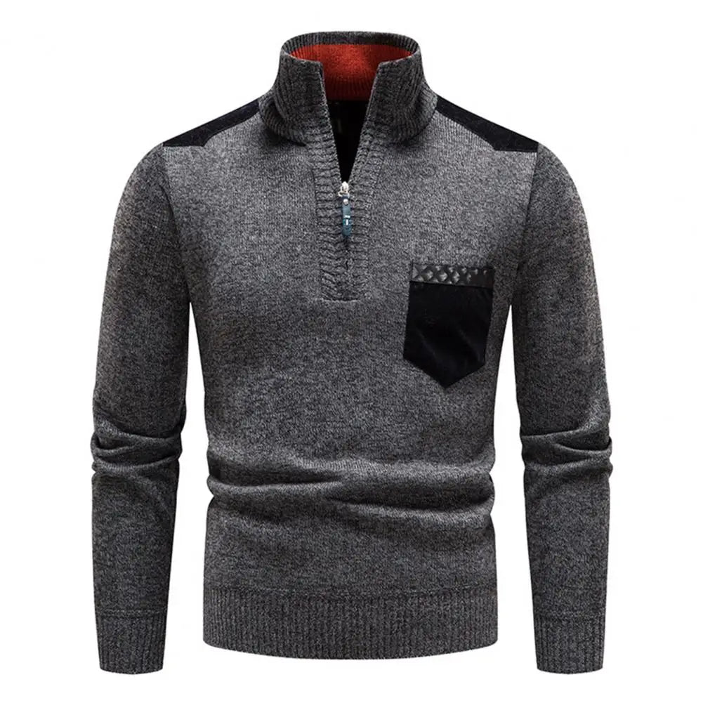 Weston Men's Suede Trim Quarter Zip Sweater