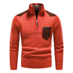 Weston Men's Suede Trim Quarter Zip Sweater
