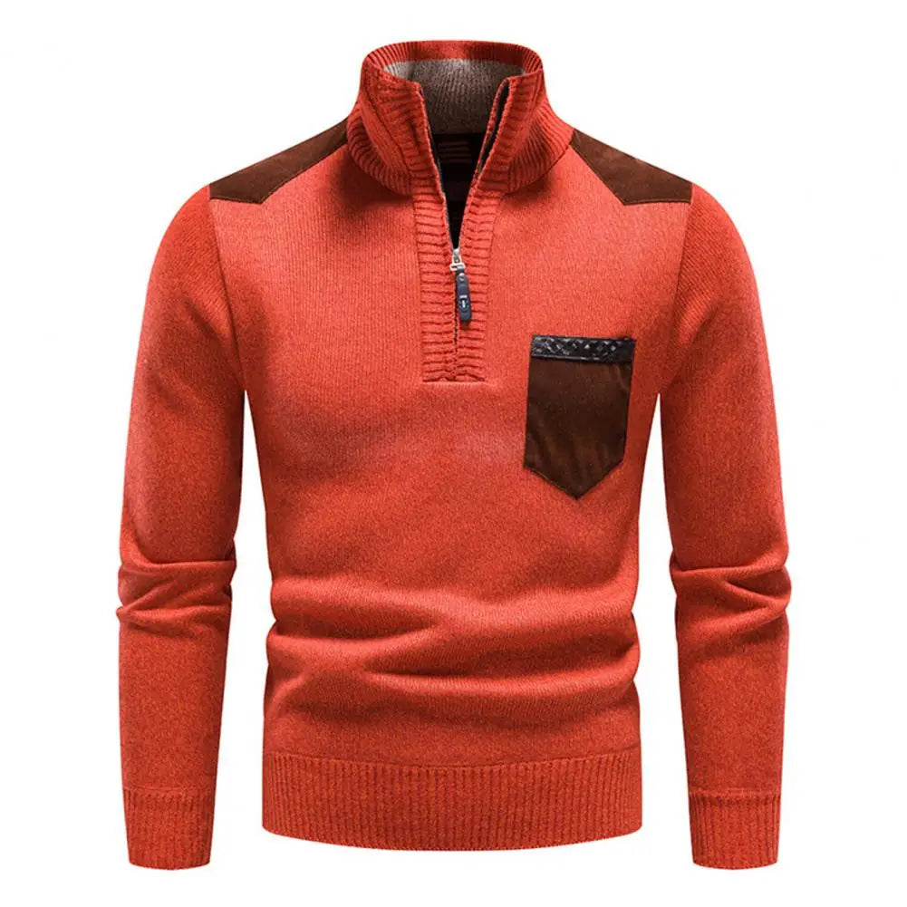 Weston Men's Suede Trim Quarter Zip Sweater