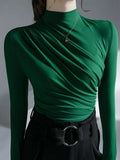Marlowe Slim-Fit Ruched Mock Neck Top