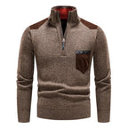 Weston Men's Suede Trim Quarter Zip Sweater