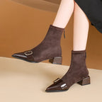 Philippa Elegant Suede Buckle Ankle Boots