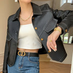Everly Women's Leather Button Front Jacket