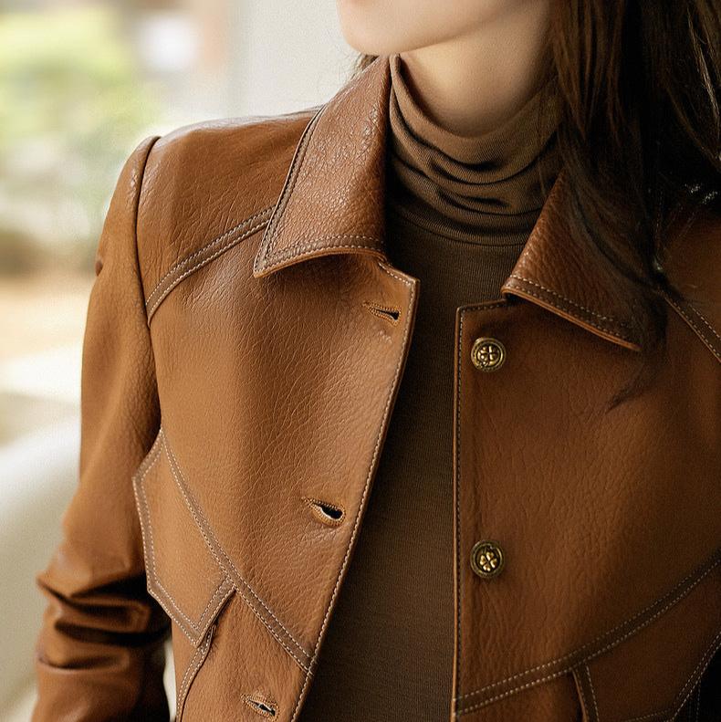 Everly Women's Leather Button Front Jacket