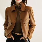Everly Women's Leather Button Front Jacket