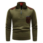 Weston Men's Suede Trim Quarter Zip Sweater