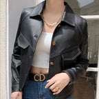 Everly Women's Leather Button Front Jacket