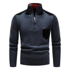 Weston Men's Suede Trim Quarter Zip Sweater