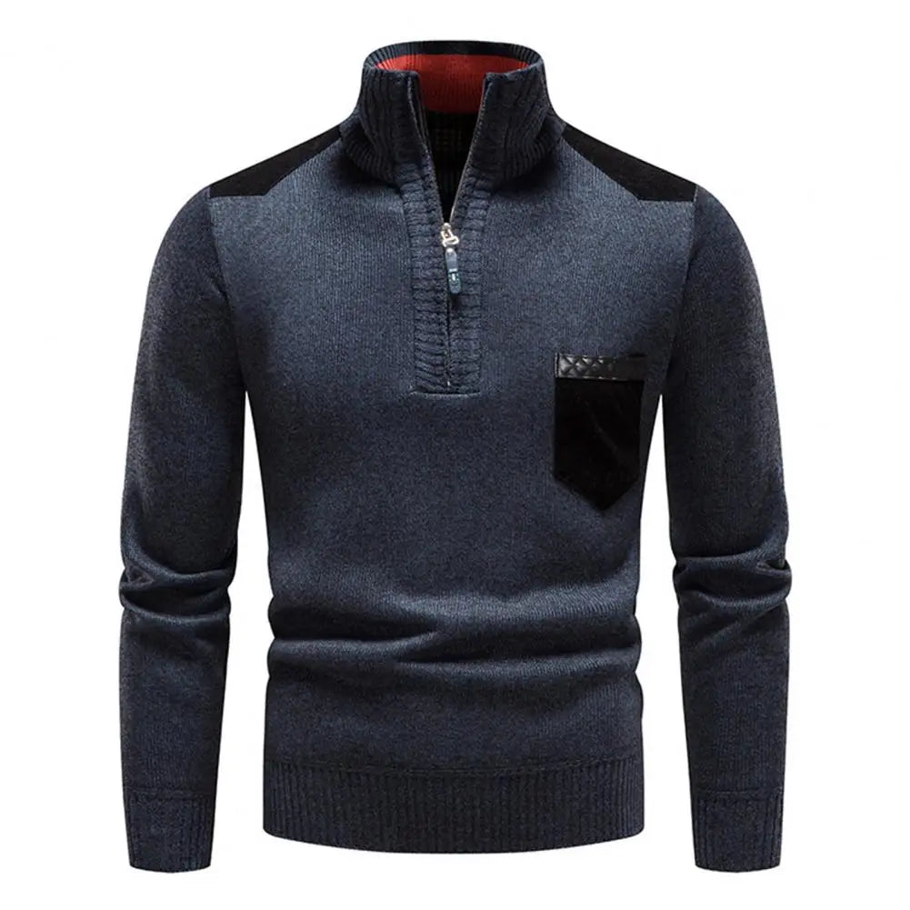 Weston Men's Suede Trim Quarter Zip Sweater