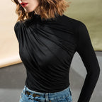 Marlowe Slim-Fit Ruched Mock Neck Top