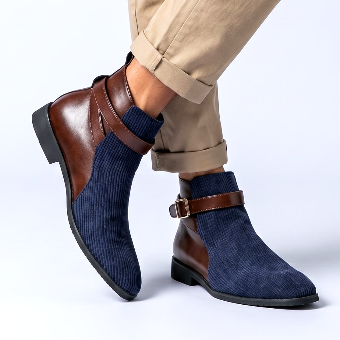 Grayson Men's Corduroy Buckle Ankle Boots