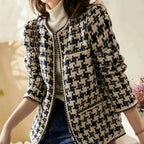 Genevieve Women's Houndstooth Tweed Jacket