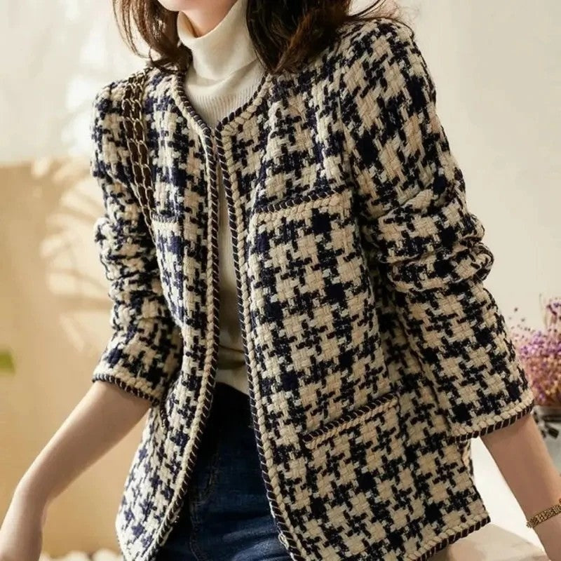 Genevieve Women's Houndstooth Tweed Jacket