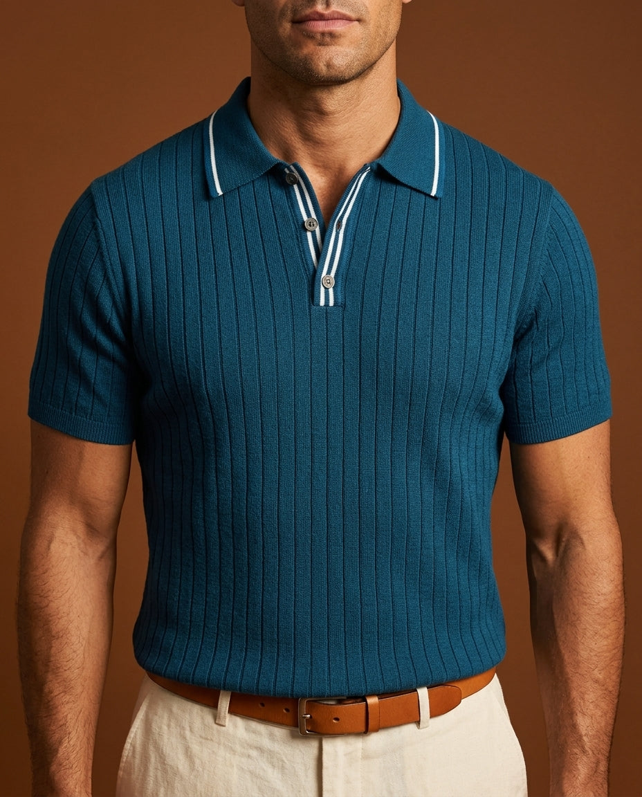 Salvo Men's Textured Knit Polo Shirt