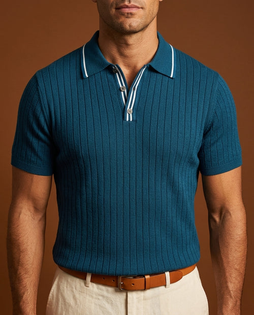Salvo Men's Textured Knit Polo Shirt