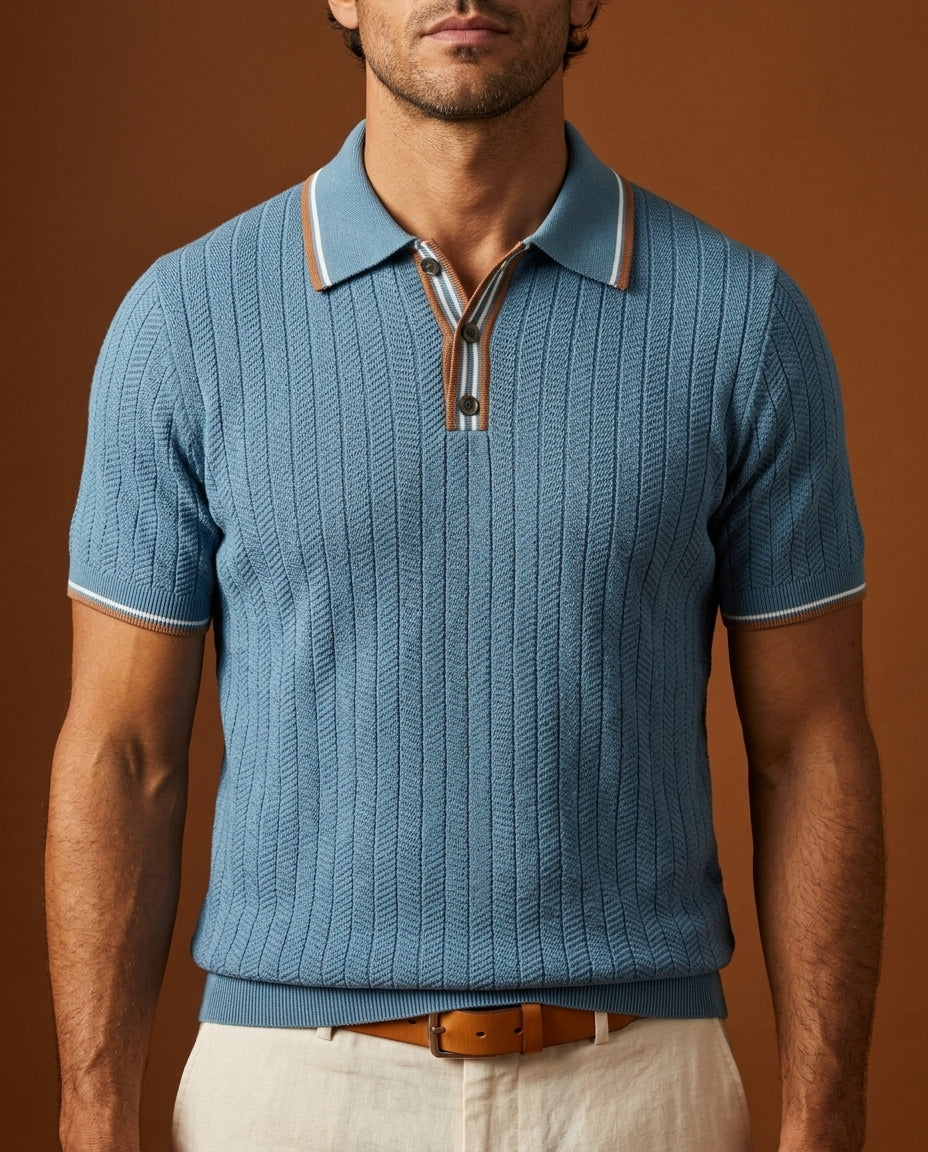 Salvo Men's Textured Knit Polo Shirt