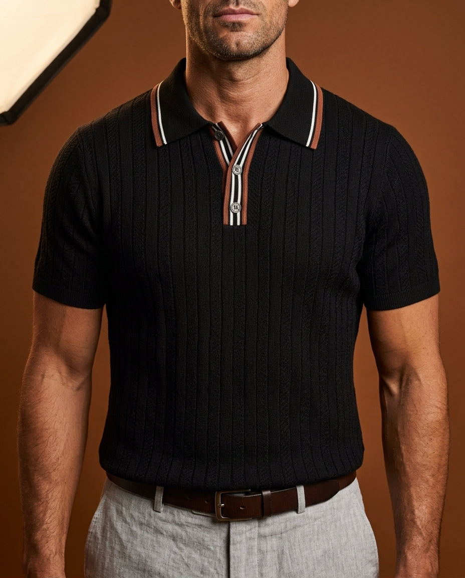 Salvo Men's Textured Knit Polo Shirt