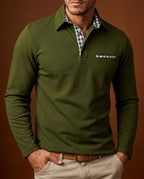 Preston Men's Plaid Trim Long Sleeve Polo