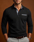 Preston Men's Plaid Trim Long Sleeve Polo