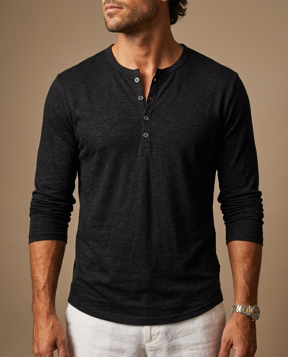 Weston Men's Cotton Long Sleeve Henley