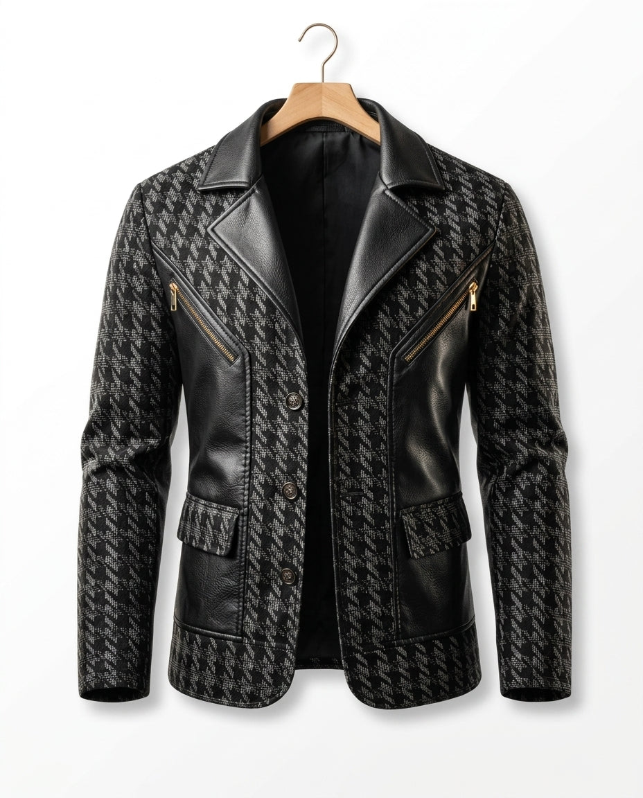Bradford Men's Houndstooth Leather Jacket