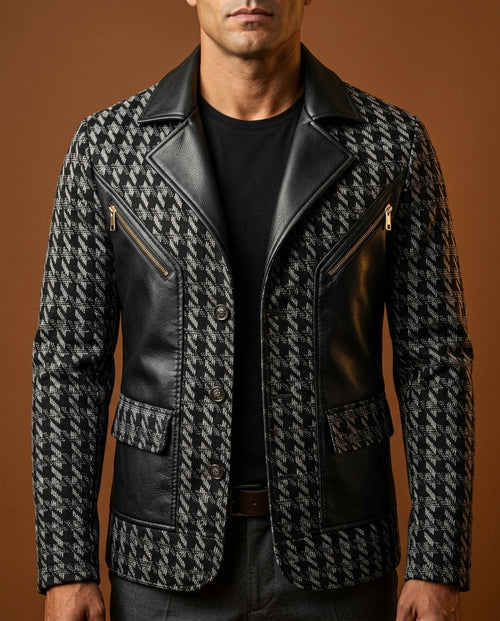 Bradford Men's Houndstooth Leather Jacket