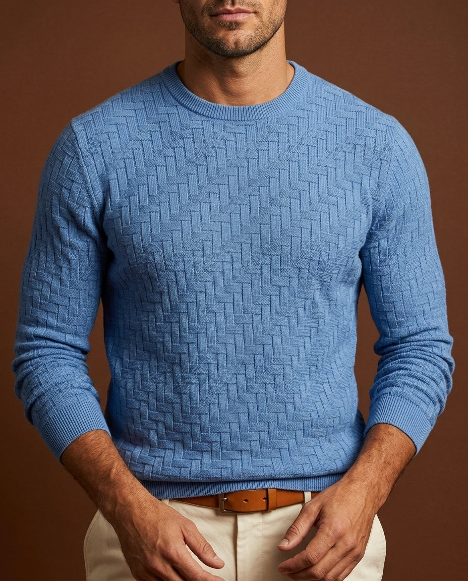 Everett Men's Basketweave Crewneck Sweater