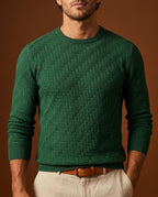 Everett Men's Basketweave Crewneck Sweater
