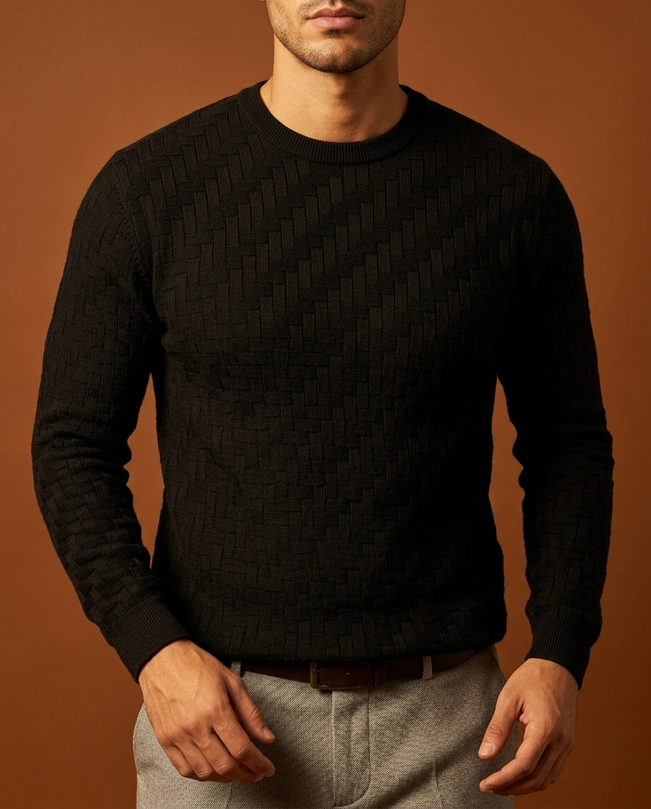 Everett Men's Basketweave Crewneck Sweater