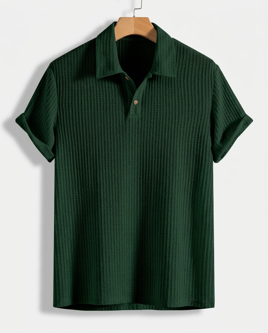 Ashford Men's Waffle Knit Polo Shirt