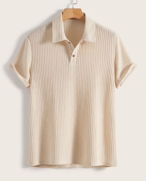 Ashford Men's Waffle Knit Polo Shirt
