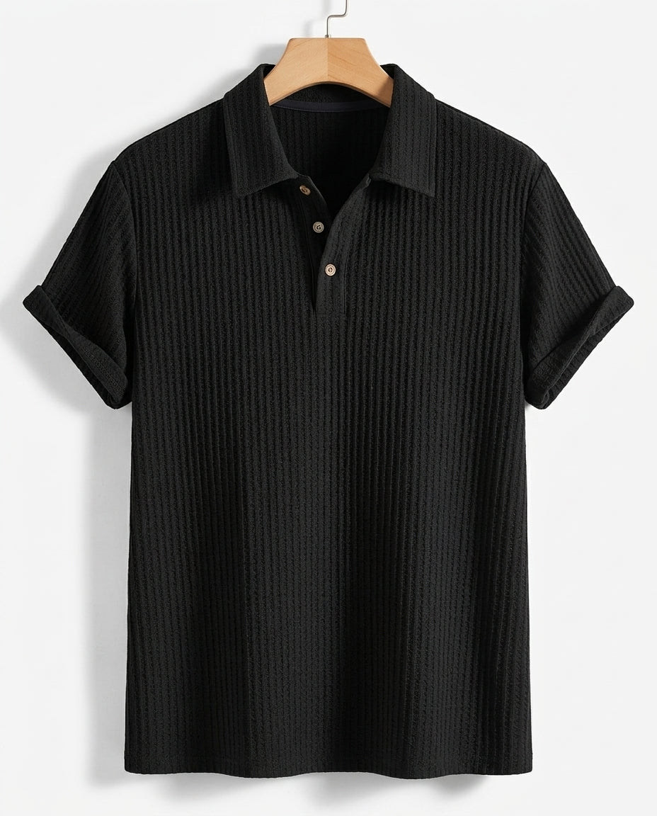 Ashford Men's Waffle Knit Polo Shirt