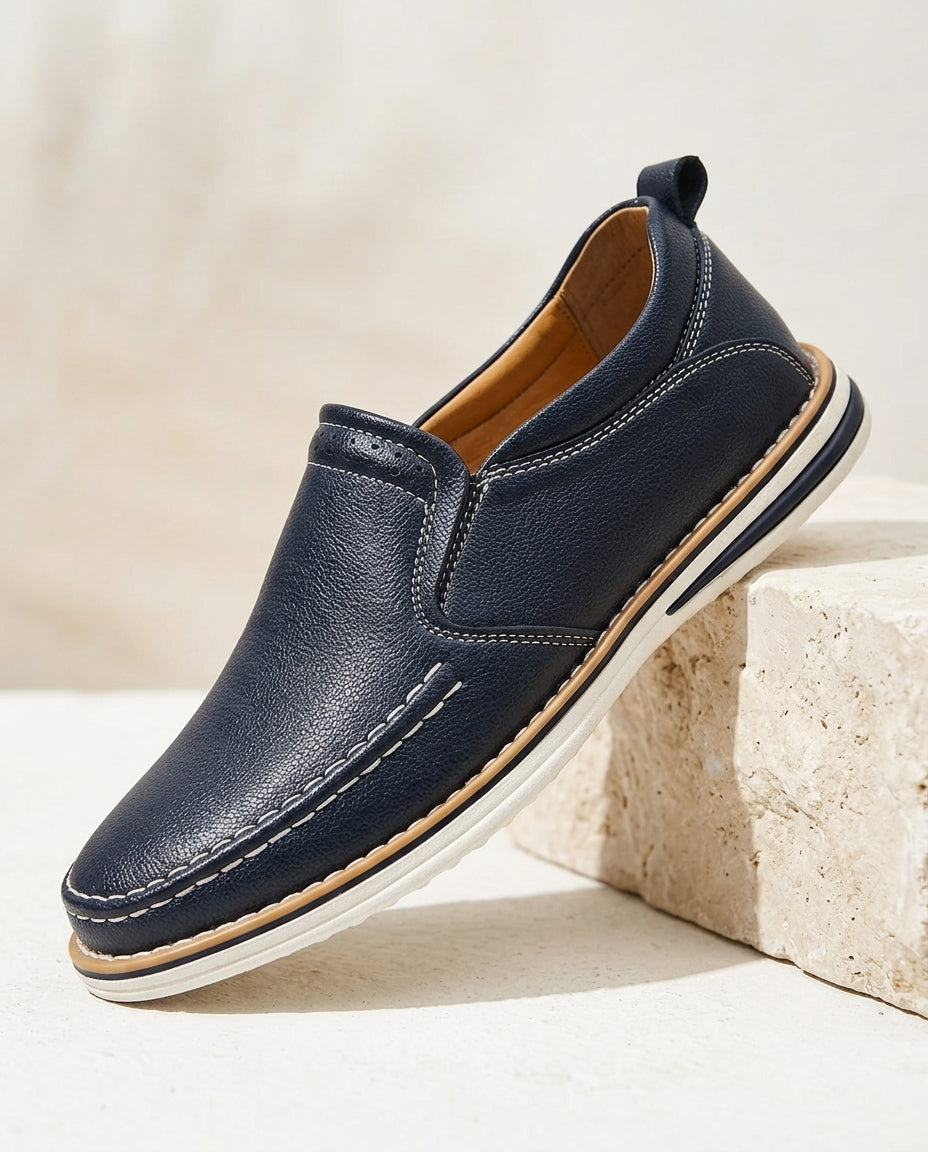 Benton Men's Leather Moc Toe Slip-Ons
