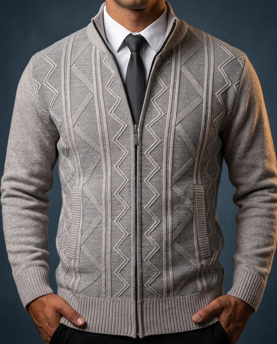 Winslow Men's Geometric Knit Zip Sweater
