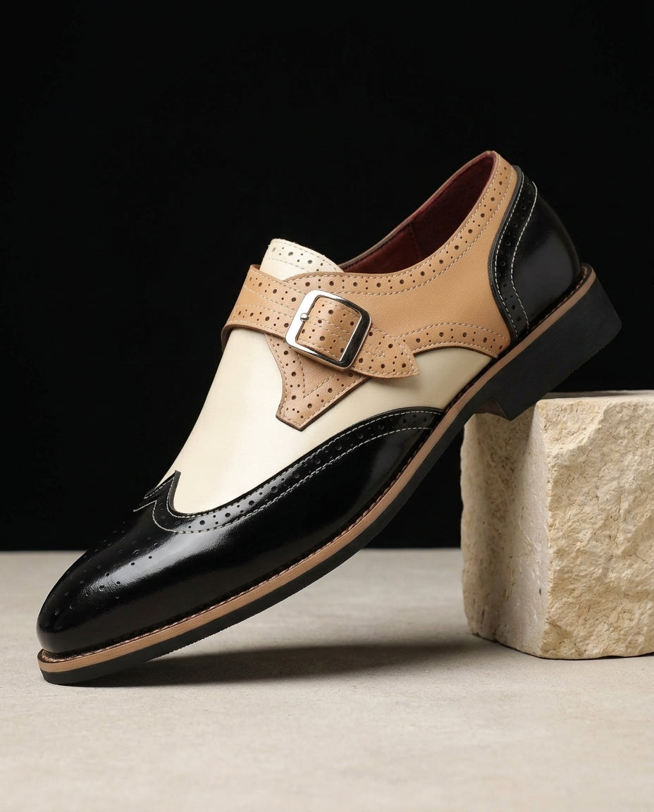 Everett Men's Monk Strap Wingtip Shoes