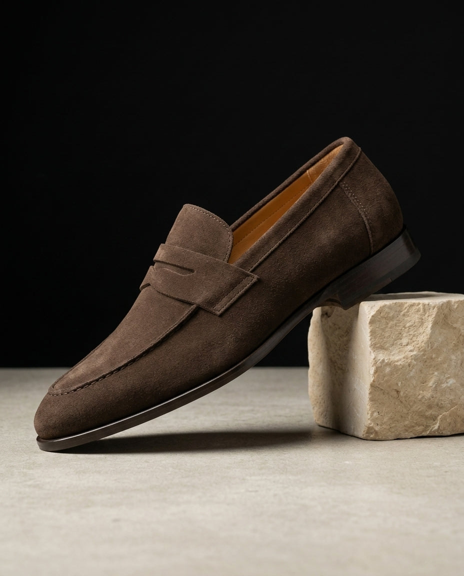 Old Money Men's Suede Penny Loafers