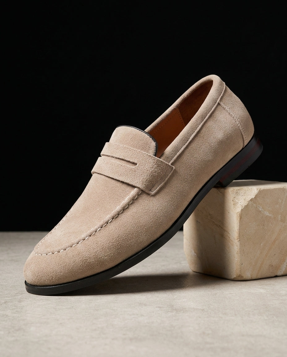 Old Money Men's Suede Penny Loafers