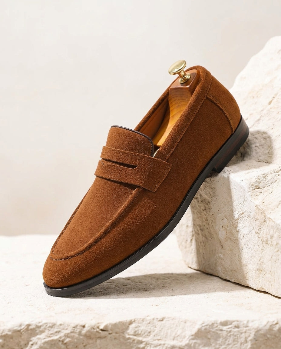 Old Money Men's Suede Penny Loafers