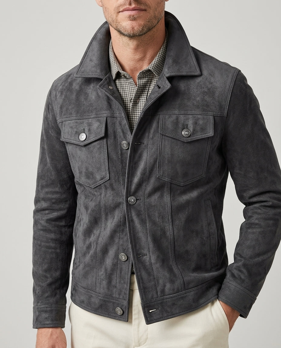 Barlow Men's Suede Cargo Jacket