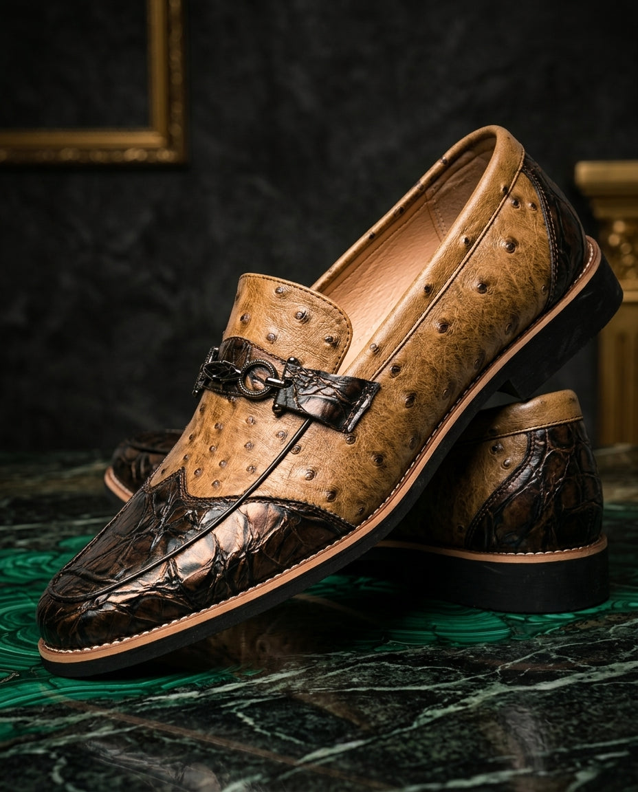 Castellan Men's Croc Embossed Buckle Loafers