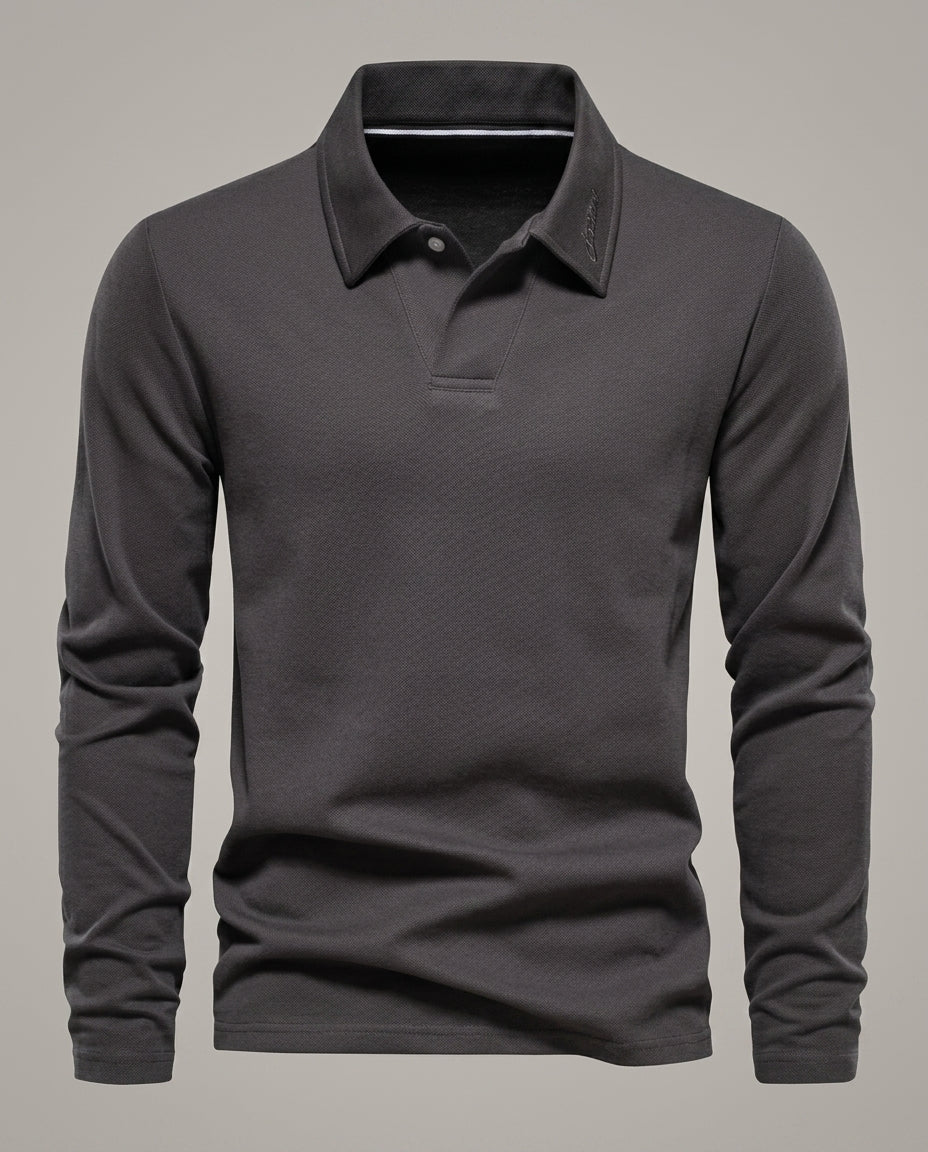 Wren Men's Long Sleeve Embroidered Polo