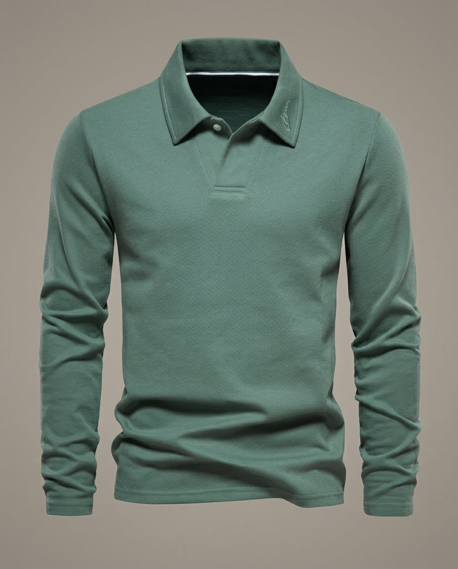 Wren Men's Long Sleeve Embroidered Polo