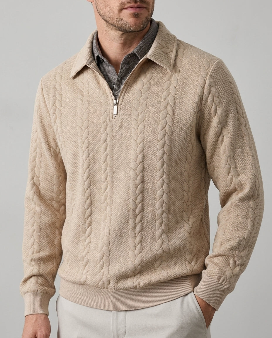 Rutherford Men's Cable Knit Half Zip Sweater