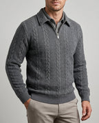 Rutherford Men's Cable Knit Half Zip Sweater