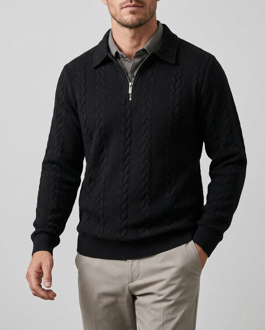 Rutherford Men's Cable Knit Half Zip Sweater