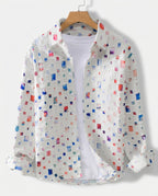 Landry Men's Frayed Mosaic Print Shirt