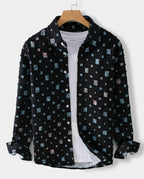 Landry Men's Frayed Mosaic Print Shirt