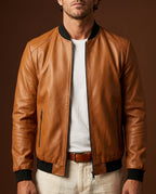 Vance Men's Leather Bomber Jacket