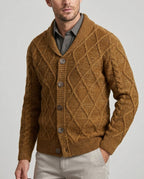 Ambrose Men's Argyle Wool Shawl Collar Cardigan
